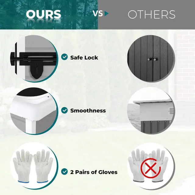 Alt view image 4 of 7 - 6x6 FT Storage Shed, Waterproof Resin Outdoor Storage Shed with Floor & Window &  Lockable Doors and  Vents, Tool Shed for Bike, Garden, Backyard,Lawn, All Weather Use, Light Grey