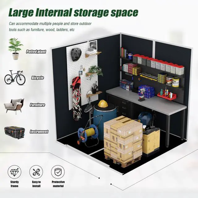 Alt view image 5 of 7 - Campcraft 6*6ft resin storage shed, high quality pp material, strong structure, waterproof, rust and UV proof, large storage space, 12mm thick pp board, HD window lighting Dark gray