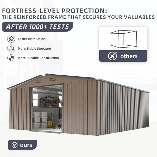 Alt view image 4 of 7 - Campcraft 10*12ft  0.25mm color steel plate, surface protective film, Two daylight Windows, A practical and thoughtful gift,two colors can be freely selected storage sheds