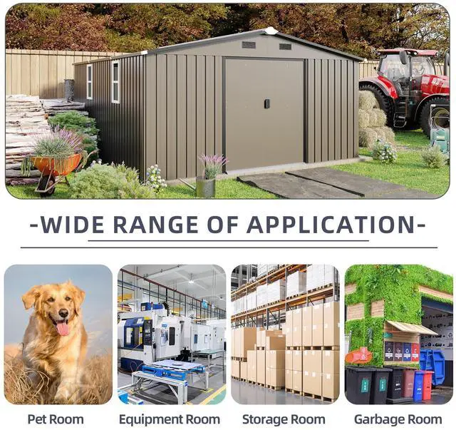 Alt view image 2 of 7 - Campcraft 10*12ft  0.25mm color steel plate, surface protective film, Two daylight Windows, A practical and thoughtful gift,two colors can be freely selected storage sheds