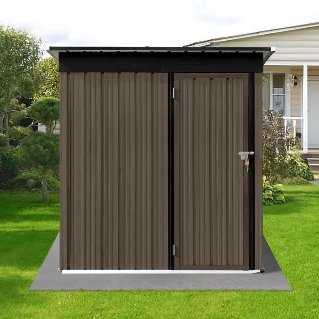 Main image of Metal garden sheds 5ft×4ft outdoor storage sheds Brown + Black