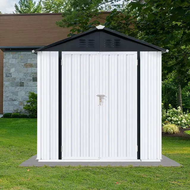 Main image of Outdoor storage sheds 6FTx4FT Apex roof White+Black
