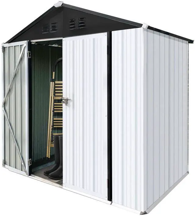 Alt view image 5 of 5 - Outdoor storage sheds 6FTx4FT Apex roof White+Black