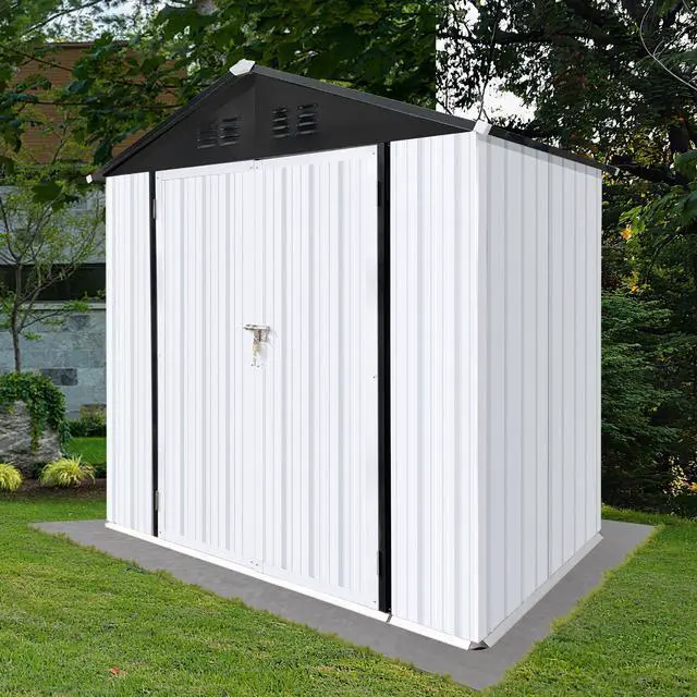 Alt view image 4 of 5 - Outdoor storage sheds 6FTx4FT Apex roof White+Black
