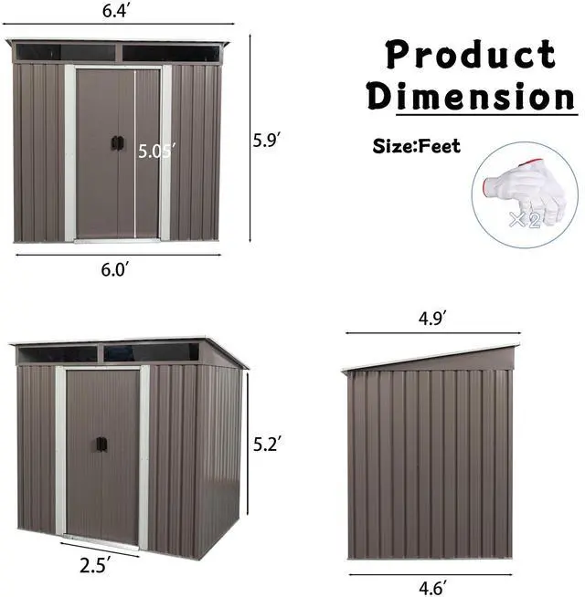 Alt view image 6 of 7 - 6ft x 5ft Outdoor Metal Storage Transparent plate