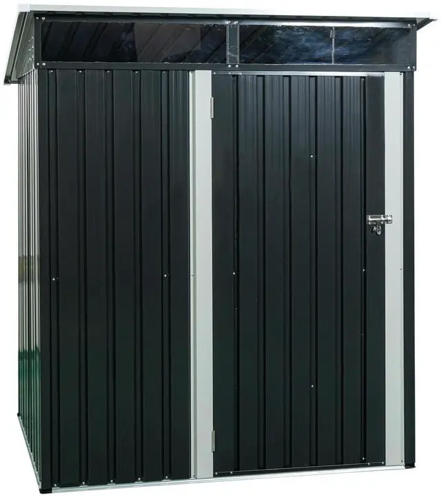Alt view image 3 of 7 - 5ft x 3ft Outdoor Metal Storage Shed Transparent Plate Black