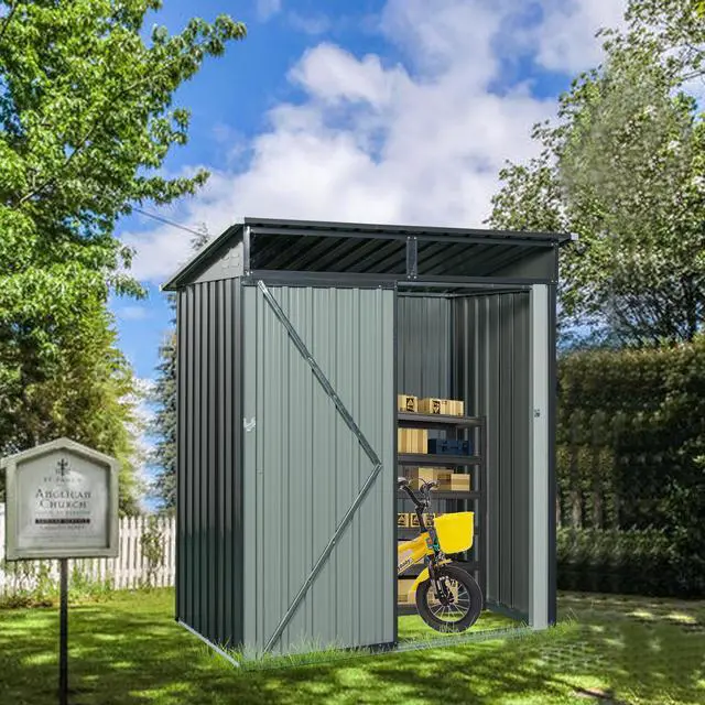 Alt view image 2 of 7 - 5ft x 3ft Outdoor Metal Storage Shed Transparent plate Gray