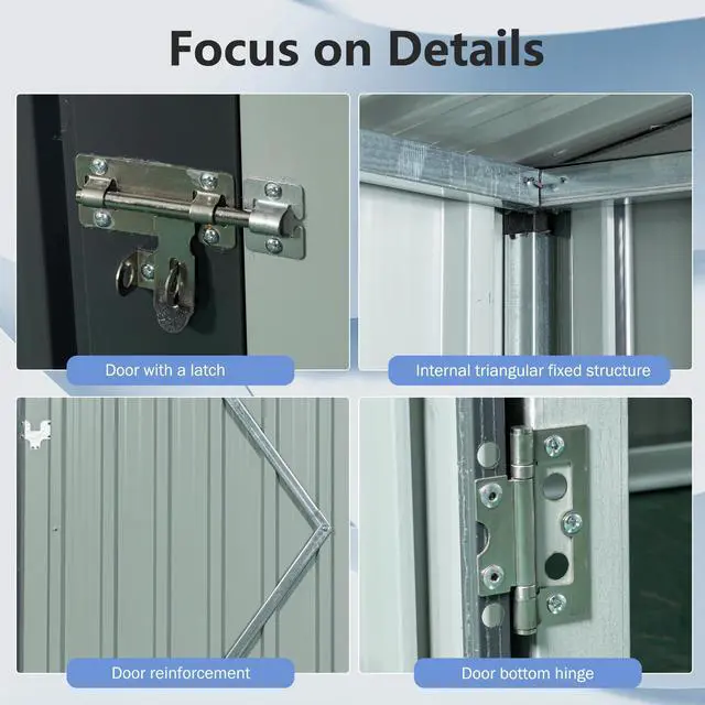 Alt view image 6 of 7 - 5ft x 3ft Outdoor Metal Storage Shed Transparent plate Gray