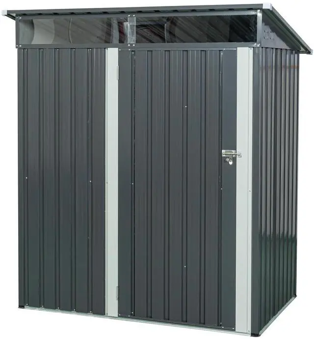 Alt view image 7 of 7 - 5ft x 3ft Outdoor Metal Storage Shed Transparent plate Gray