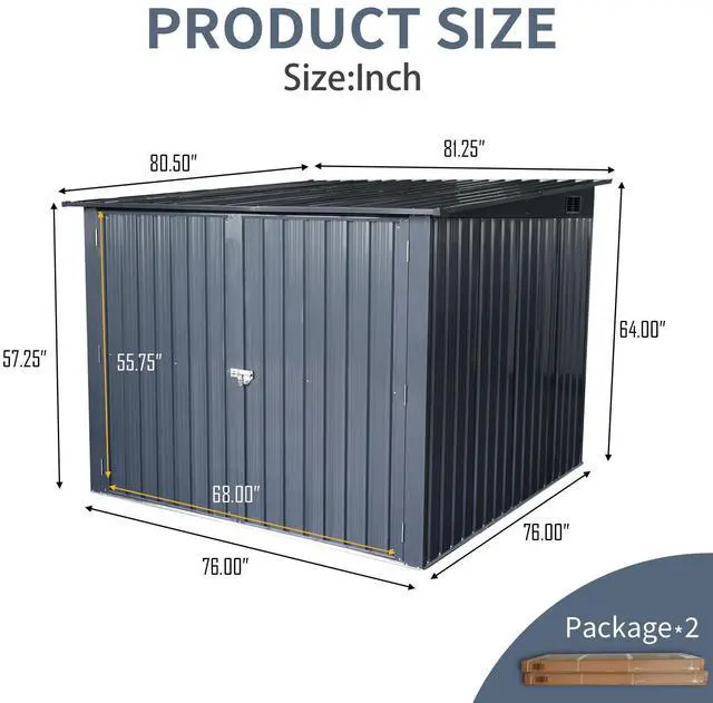 Alt view image 5 of 7 - Outdoor Steel Storage Shed For Bicycle with Slope Roof and 4 Bike Tracks, black