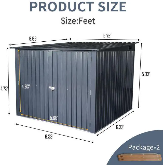 Alt view image 4 of 7 - Outdoor Steel Storage Shed For Bicycle with Slope Roof and 4 Bike Tracks, black