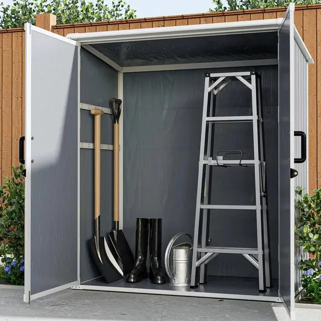 Alt view image 4 of 7 - 5x3FT Outdoor Storage Shed Waterproof Resin Cabinet with Lockable Doors for Bikes and Patio Furniture