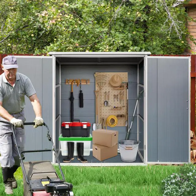 Main image of 5x3FT Outdoor Storage Shed Waterproof Resin Cabinet with Lockable Doors for Bikes and Patio Furniture