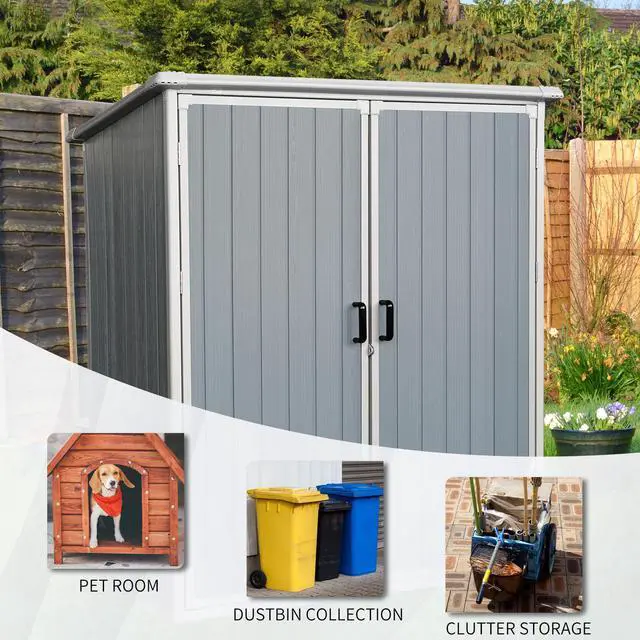 Alt view image 3 of 7 - 5x3FT Outdoor Storage Shed Waterproof Resin Cabinet with Lockable Doors for Bikes and Patio Furniture