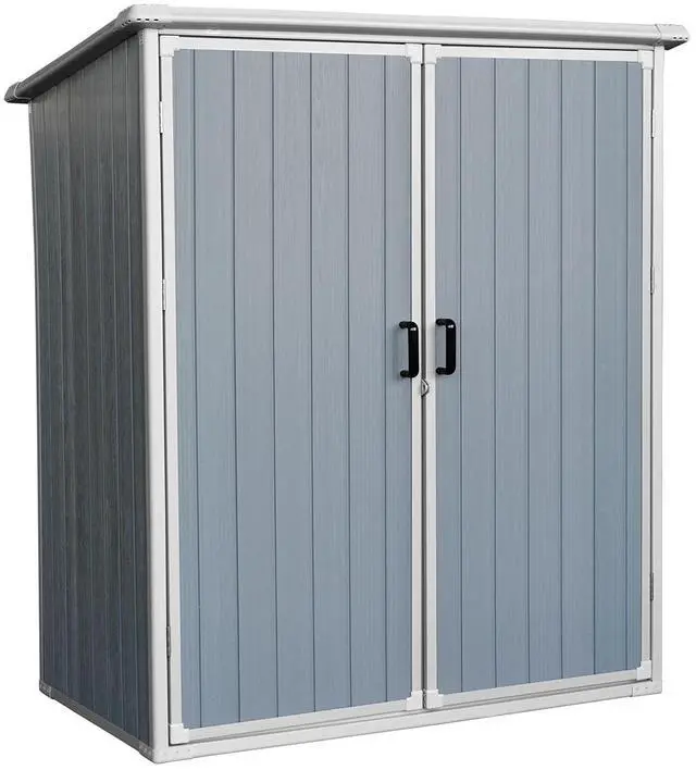 Alt view image 7 of 7 - 5x3FT Outdoor Storage Shed Waterproof Resin Cabinet with Lockable Doors for Bikes and Patio Furniture