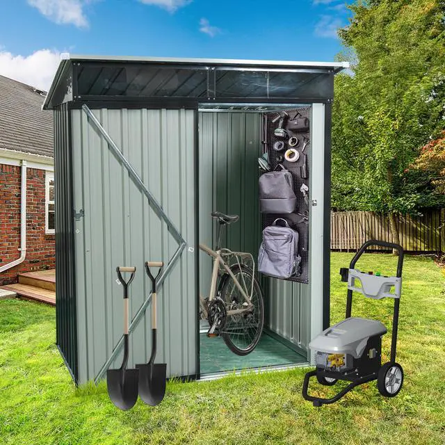 Alt view image 2 of 7 - 5ft x 3ft Outdoor Metal Storage Shed Transparent Plate Black