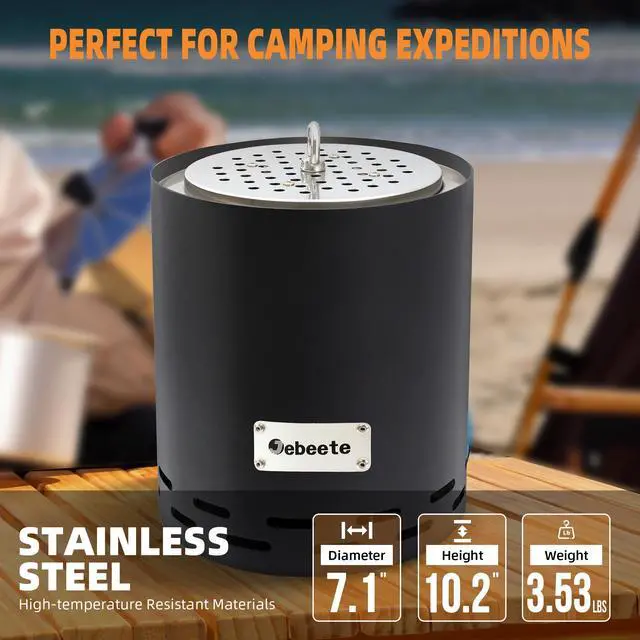 Alt view image 5 of 5 - 10 in. H Smokeless Tabletop Fire Pit, Mini Tabletop Fireplace for Patio and Outdoor Camping