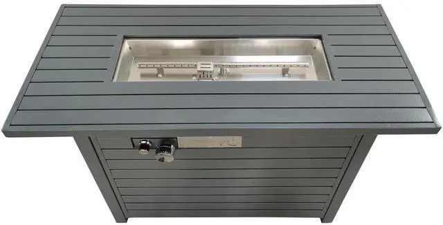 Alt view image 2 of 5 - 25'' H x 42'' W Steel Propane Outdoor Fire Pit Table with Lid (Grey)