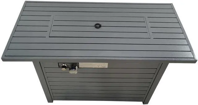 Main image of 25'' H x 42'' W Steel Propane Outdoor Fire Pit Table with Lid (Grey)