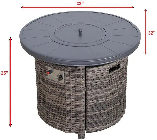 Alt view image 3 of 5 - 25" H x 32" W Aluminum Outdoor Fire Pit Table with Lid(Mixed Gray)