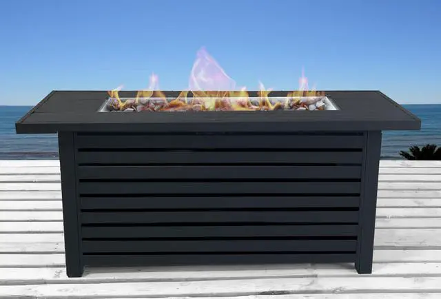 Alt view image 2 of 5 - Casselton Steel Propane/Natural Gas Outdoor Fire Pit Table with Lid