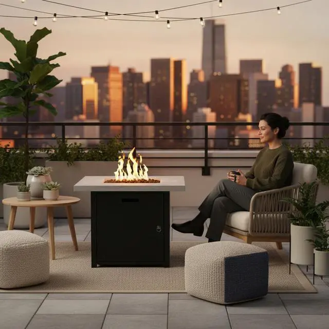 Alt view image 4 of 6 - Fibre Reinforced Concrete Propane Fire pit table