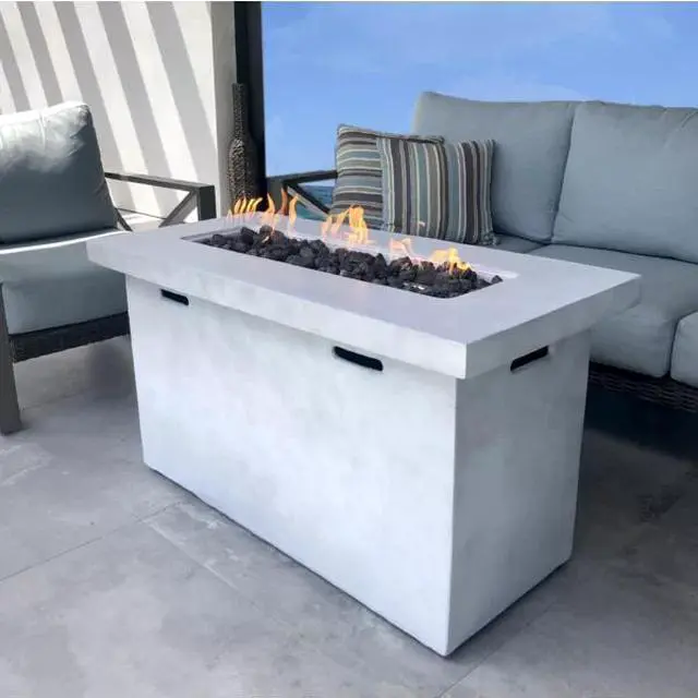 Alt view image 2 of 6 - 25" H x 42" W Fiber Reinforced Concrete Propane Outdoor Fire Pit Table