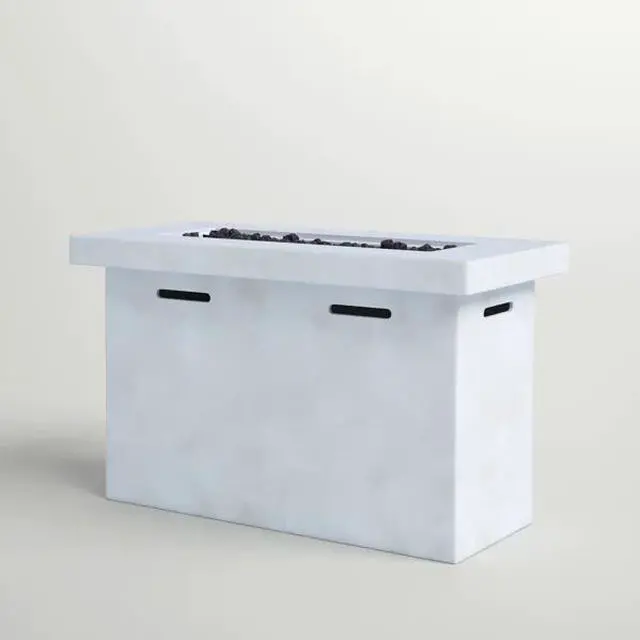Alt view image 3 of 6 - 25" H x 42" W Fiber Reinforced Concrete Propane Outdoor Fire Pit Table