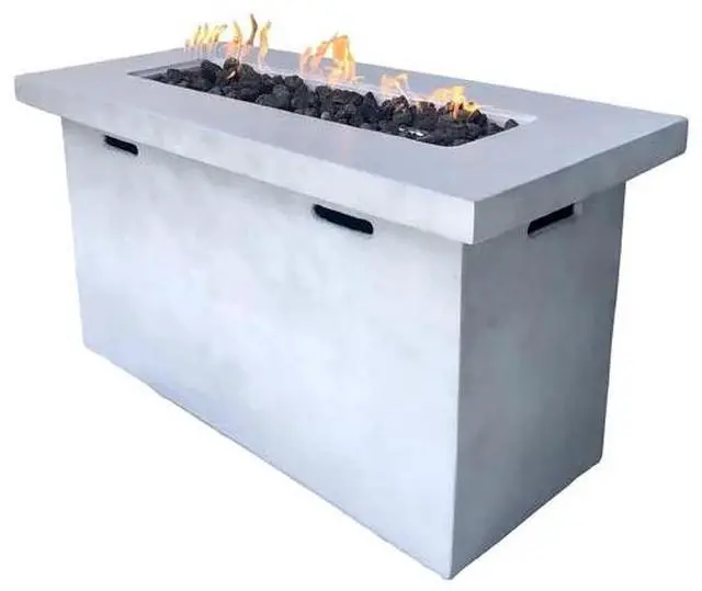Alt view image 4 of 6 - 25" H x 42" W Fiber Reinforced Concrete Propane Outdoor Fire Pit Table