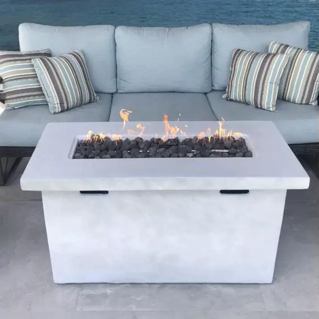 Alt view image 5 of 6 - 25" H x 42" W Fiber Reinforced Concrete Propane Outdoor Fire Pit Table