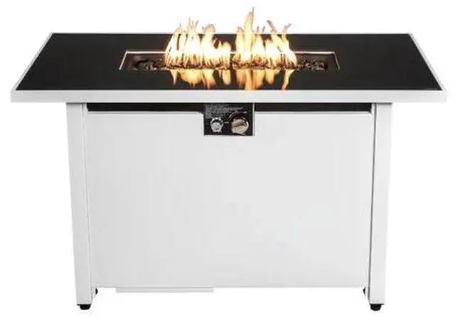 Alt view image 4 of 7 - 43" Rectangular Fire Pit with Smoked Glass and Metal Frame