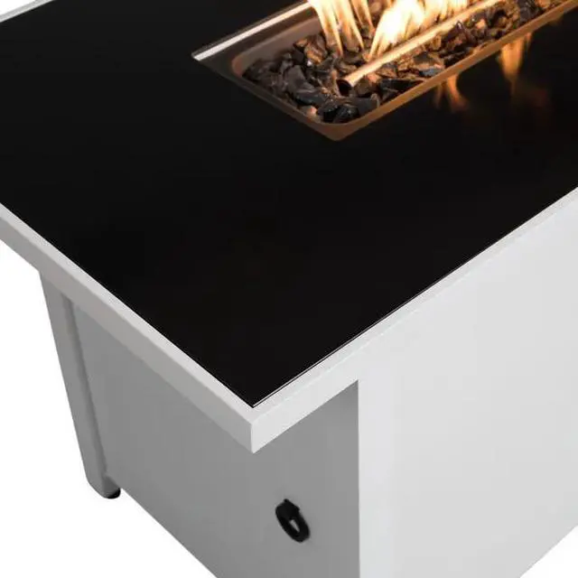 Alt view image 5 of 7 - 43" Rectangular Fire Pit with Smoked Glass and Metal Frame