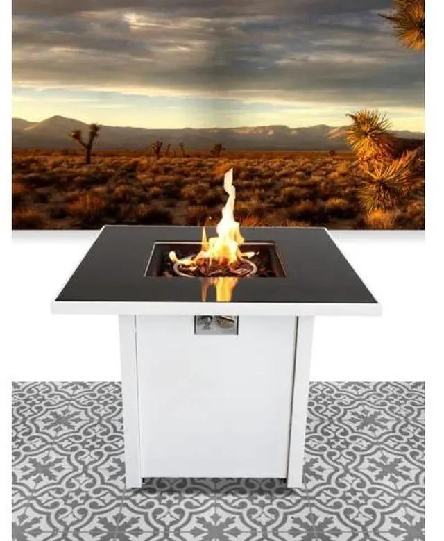 Main image of 30" Metal Fire Pit with Powder-Coated Finish and Smoked Glass Top