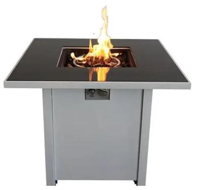 Alt view image 5 of 7 - 30" Metal Fire Pit with Powder-Coated Finish and Smoked Glass Top