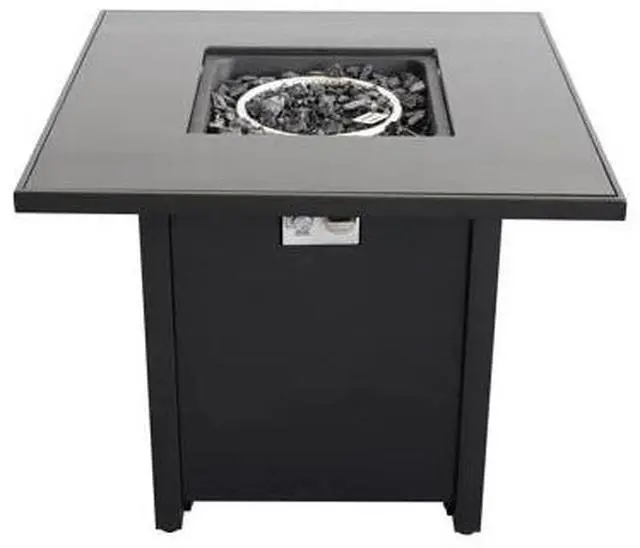 Alt view image 3 of 7 - 30" Powder-Coated Metal Fire Pit with Smoked Glass Lid