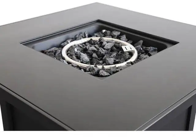 Alt view image 4 of 7 - 30" Powder-Coated Metal Fire Pit with Smoked Glass Lid
