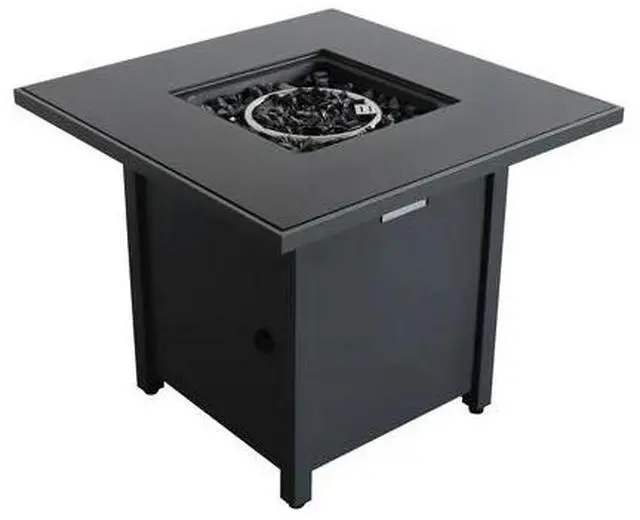 Alt view image 2 of 6 - 30" Powder-Coated Metal Fire Pit with Smoked Glass Surface