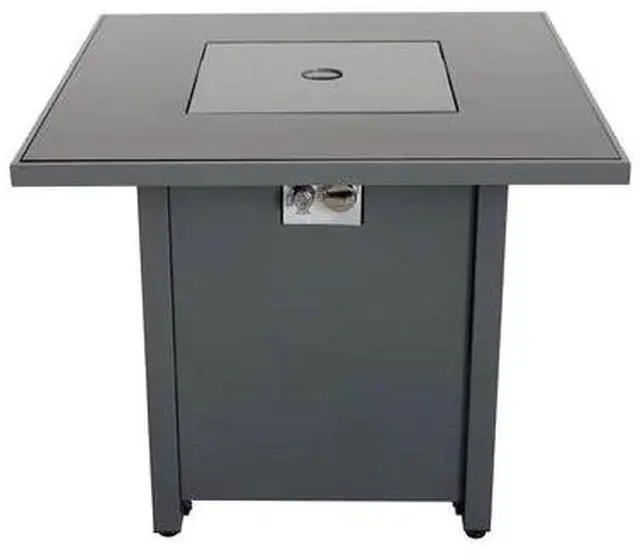 Alt view image 3 of 6 - 30" Powder-Coated Metal Fire Pit with Smoked Glass Surface