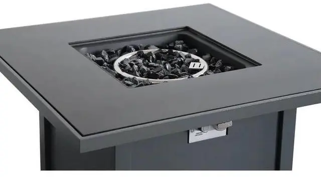 Alt view image 4 of 6 - 30" Powder-Coated Metal Fire Pit with Smoked Glass Surface