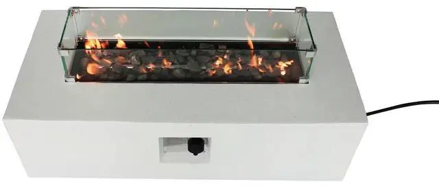 Alt view image 6 of 6 - Rectangular Concrete Propane Fire Pit Table with Fiber Reinforcement