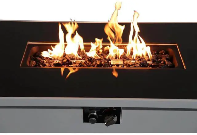 Alt view image 5 of 7 - 43" Metal Rectangular Fire Pit  Outdoor Patio Heating Table