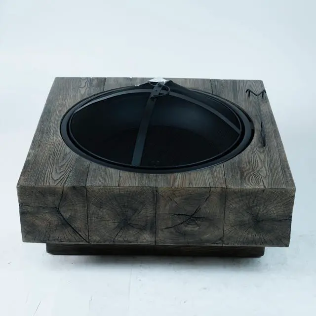 Alt view image 6 of 7 - Wood-Fueled Outdoor Fire Pit with Wood Grain Design