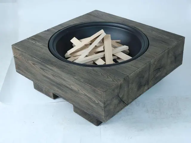 Alt view image 2 of 7 - Wood-Fueled Outdoor Fire Pit with Wood Grain Design