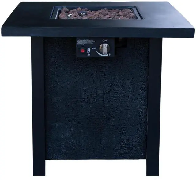 Alt view image 3 of 7 - 25" H Outdoor Patio Propane Gas Fire Pit Table - 50,000 BTU High-temperature-resistant carving process for environmentally friendly materials with the effect of rattan weaving grain