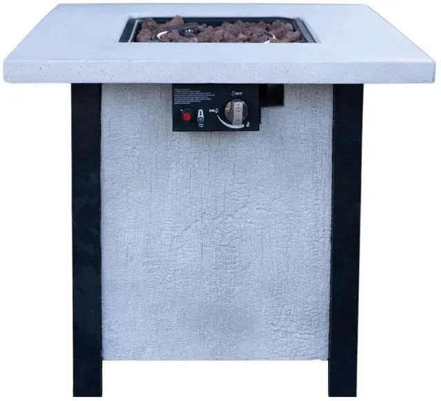 Alt view image 3 of 7 - 25" H Outdoor Patio Propane Gas Fire Pit Table - 50,000 BTU High-temperature-resistant carving process for environmentally friendly materials with the effect of charcoal grain