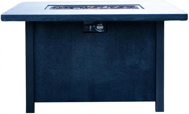 Alt view image 4 of 7 - 44" W x 25" H Outdoor Patio Propane Gas Fire Pit Table - 50,000 BTU High-temperature-resistant carving process for environmentally friendly materials with the effect of charcoal grain