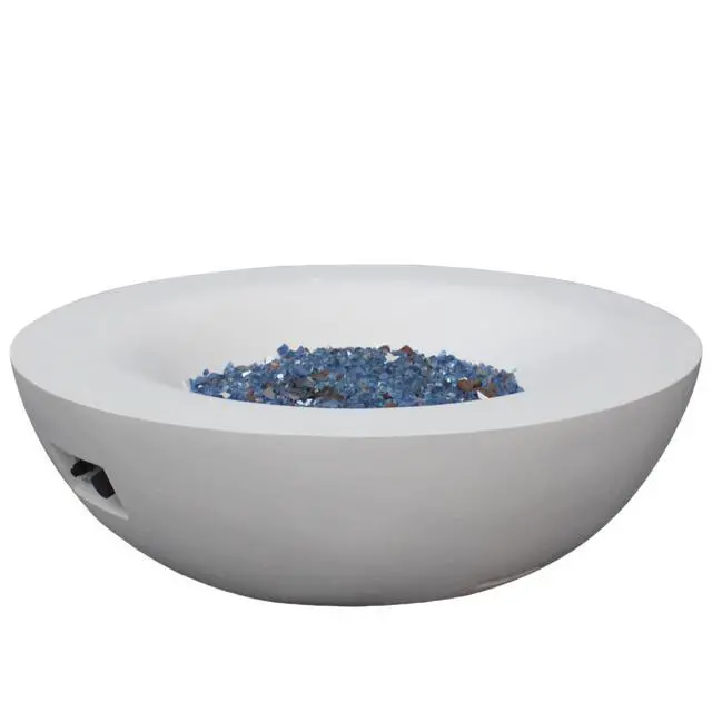 Alt view image 3 of 7 - 42 Inch Outdoor Concrete Propane gas Fire Pit bowl in Antique white color