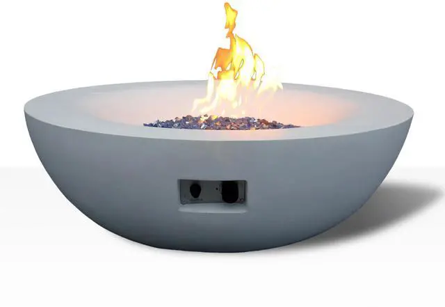 Main image of 42 Inch Outdoor Concrete Propane gas Fire Pit bowl in Antique white color