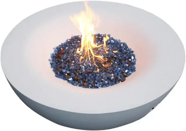 Alt view image 4 of 7 - 42 Inch Outdoor Concrete Propane gas Fire Pit bowl in Antique white color