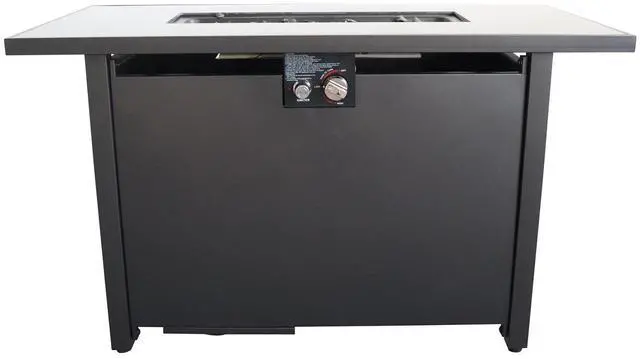 Alt view image 2 of 5 - 25'' H x 42'' W Steel Outdoor Fire Pit Table with Lid (Black)